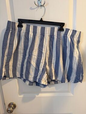 Old Navy Blue and White Striped High-Waist Shorts